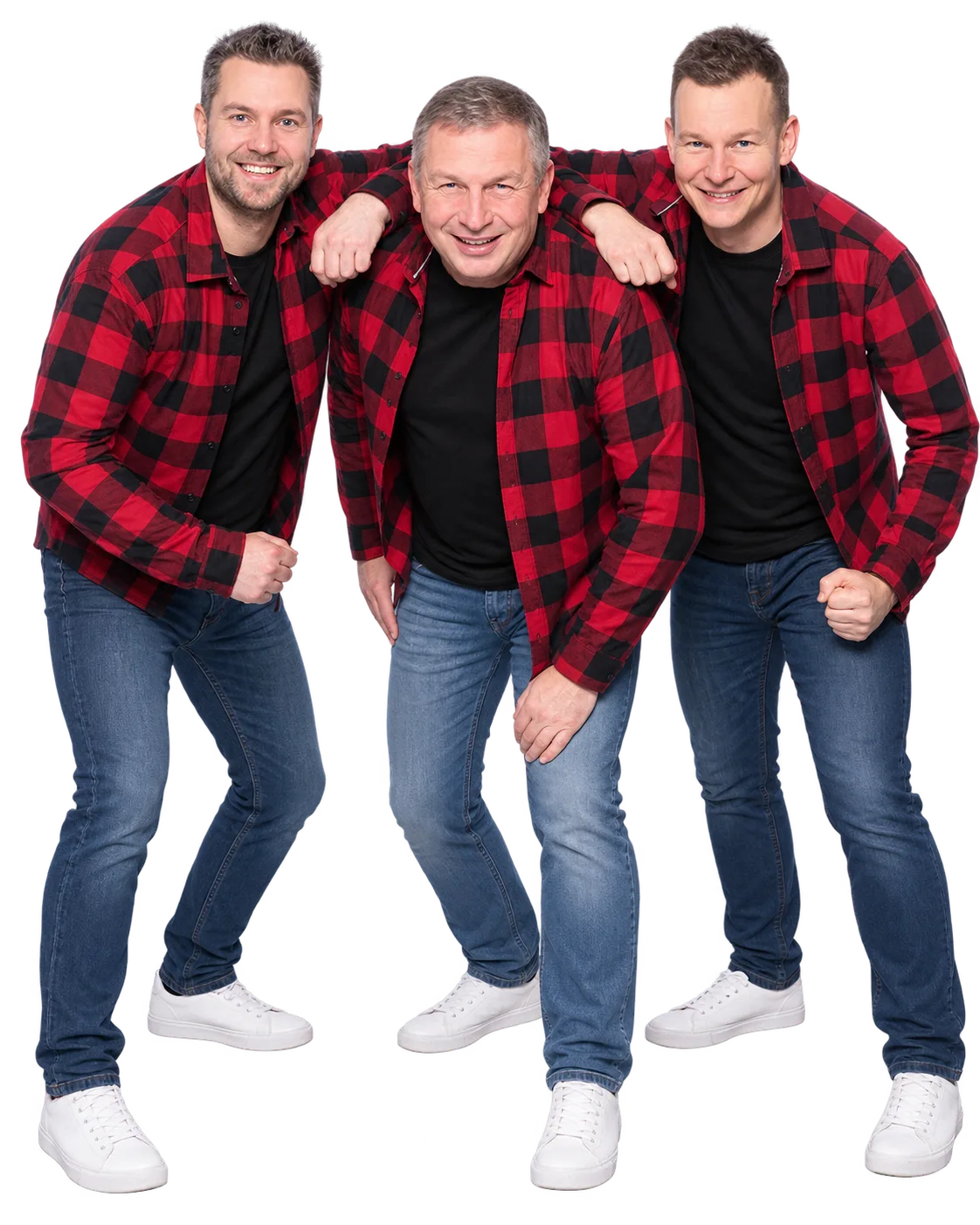 Die Band Waldbrause in roten karierten Hemden